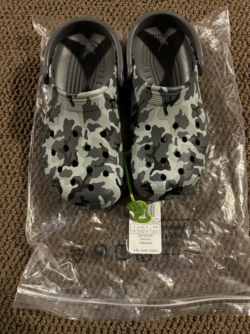CROCS Kids Camo Clog in Gray and Black